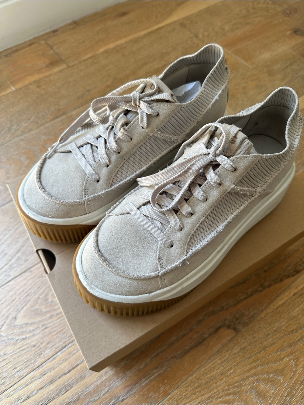 UGG Women's Pale Pink Suede & Knit Lace-Up Sneakers